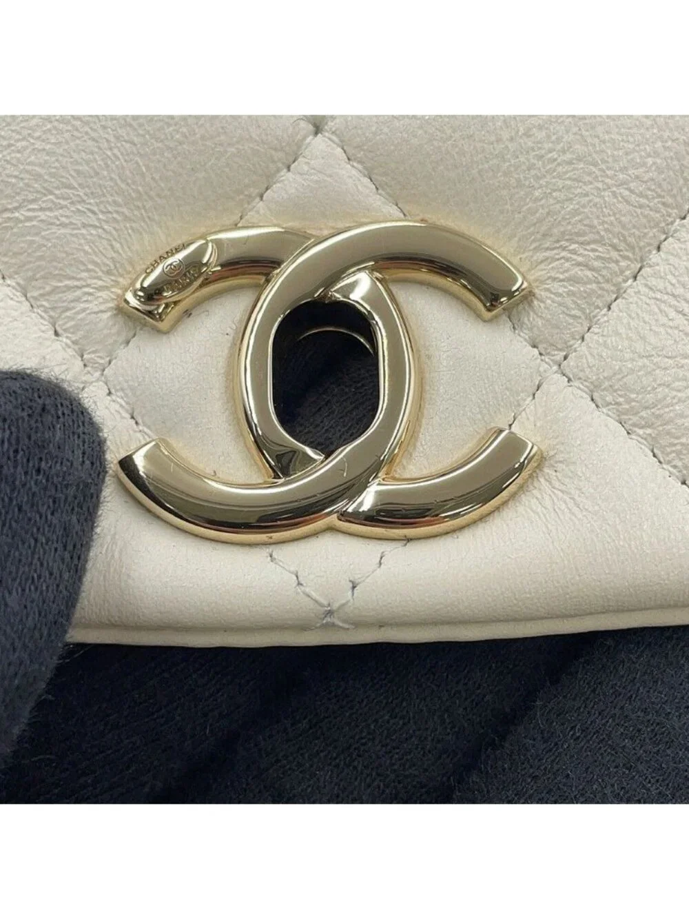 Chanel Backpack Quilted CC Logo Lambskin White